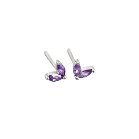 ARETES MINI PÉTALO MORADO SILVER