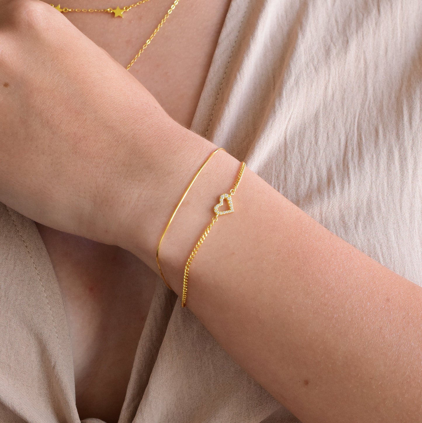 PULSERA DOBLE CORAZÓN SHINE