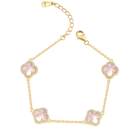 PULSERA TRÉBOL ROSA