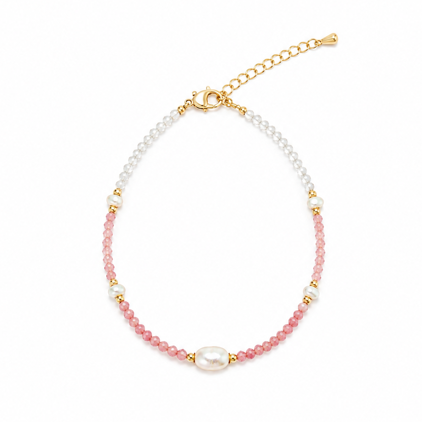 PULSERA ROSA PERLA GOLDEN