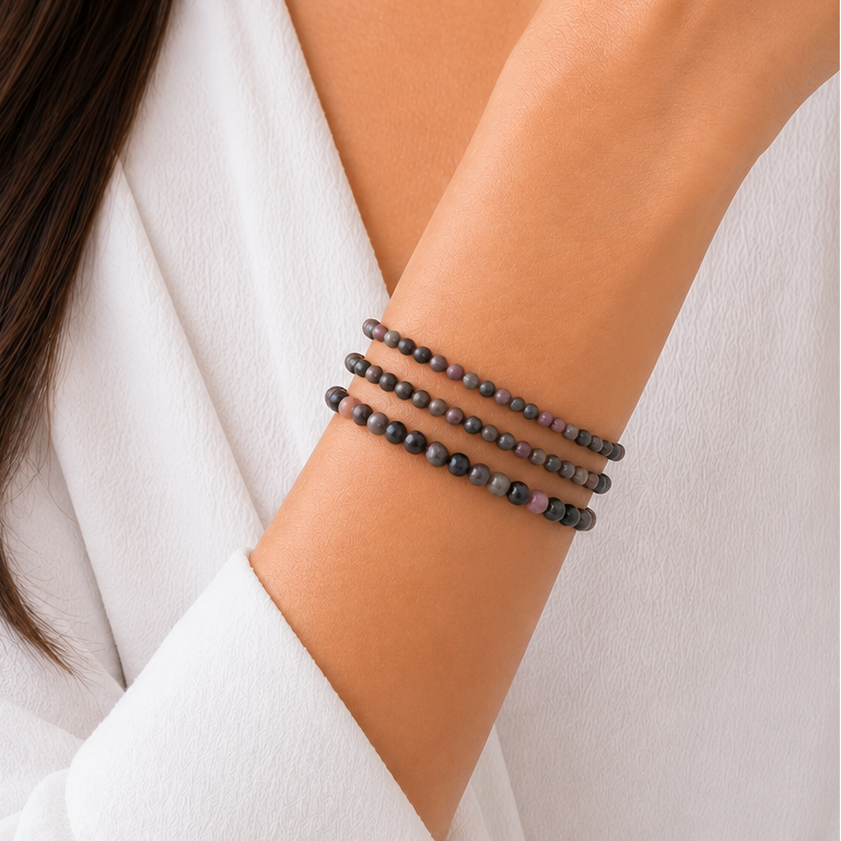 PULSERA PIEDRA TURMALINA MULTICOLOR MATE