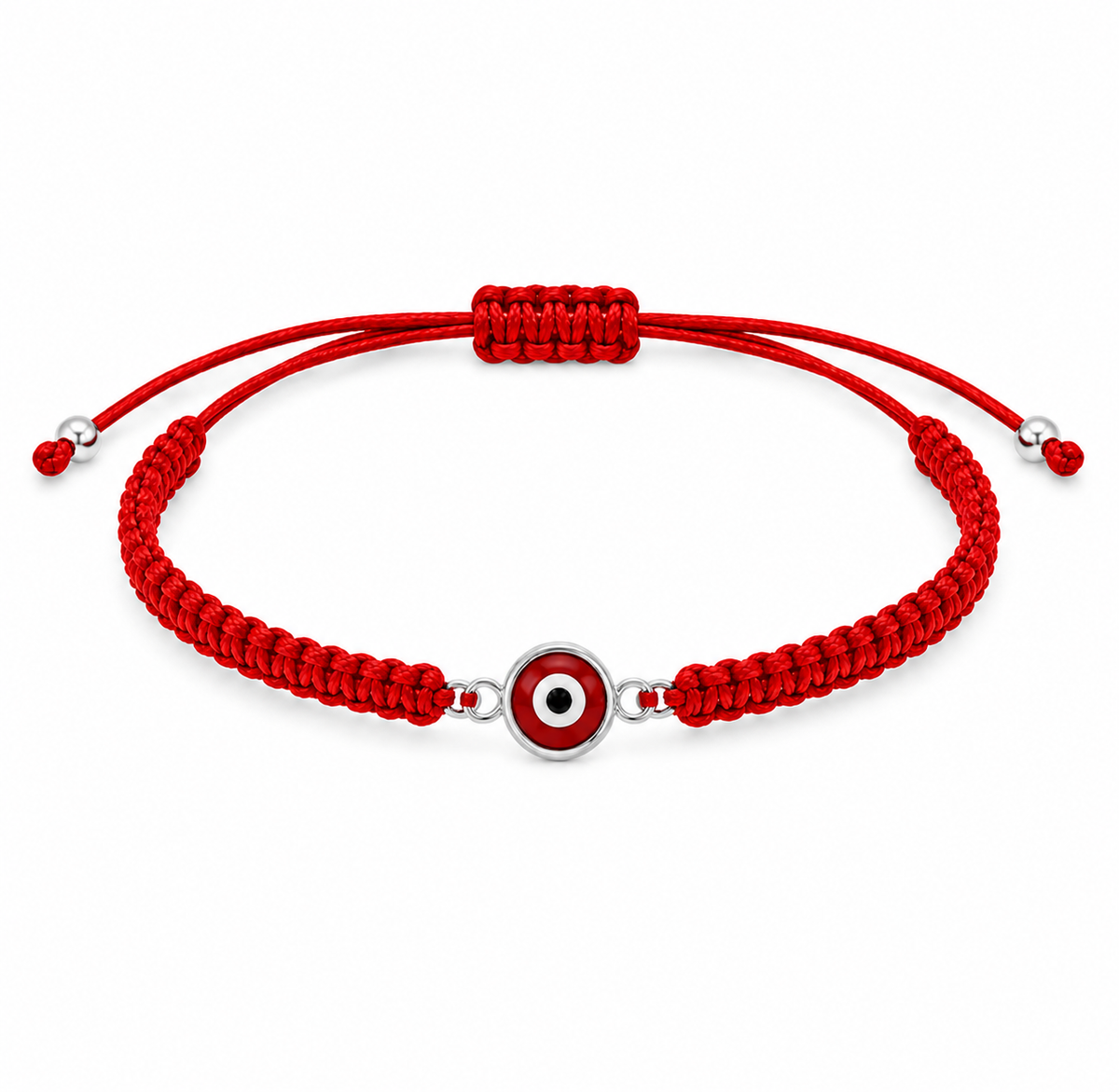 PULSERA OJO TURCO ROJO PLATA