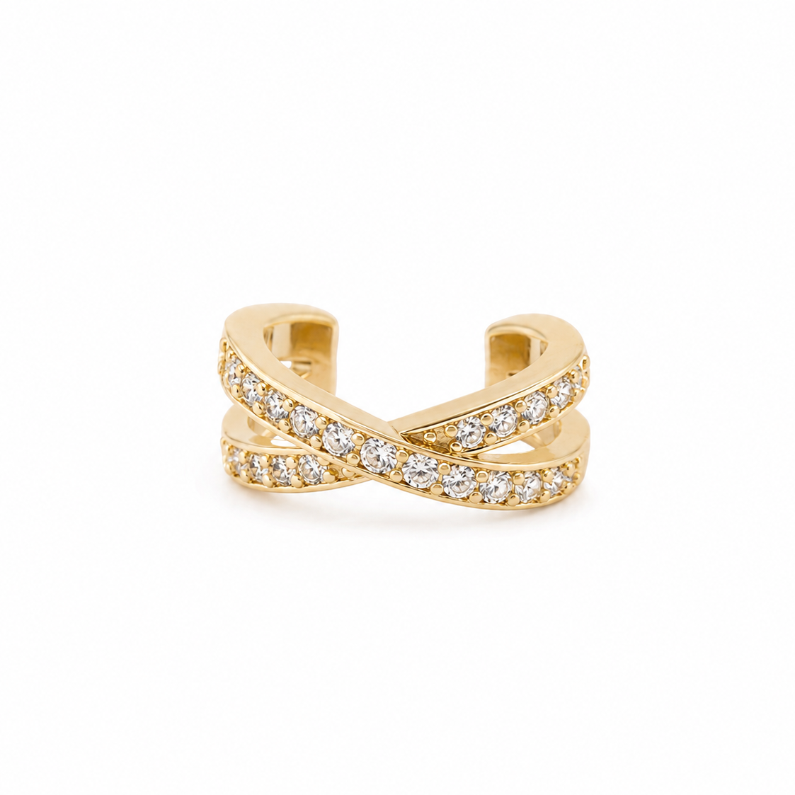 EARCUFF CRUZADO BRILLO
