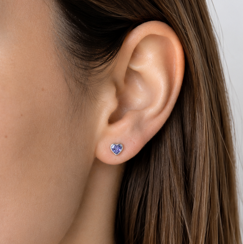 ARETES CORAZÓN LAVANDA