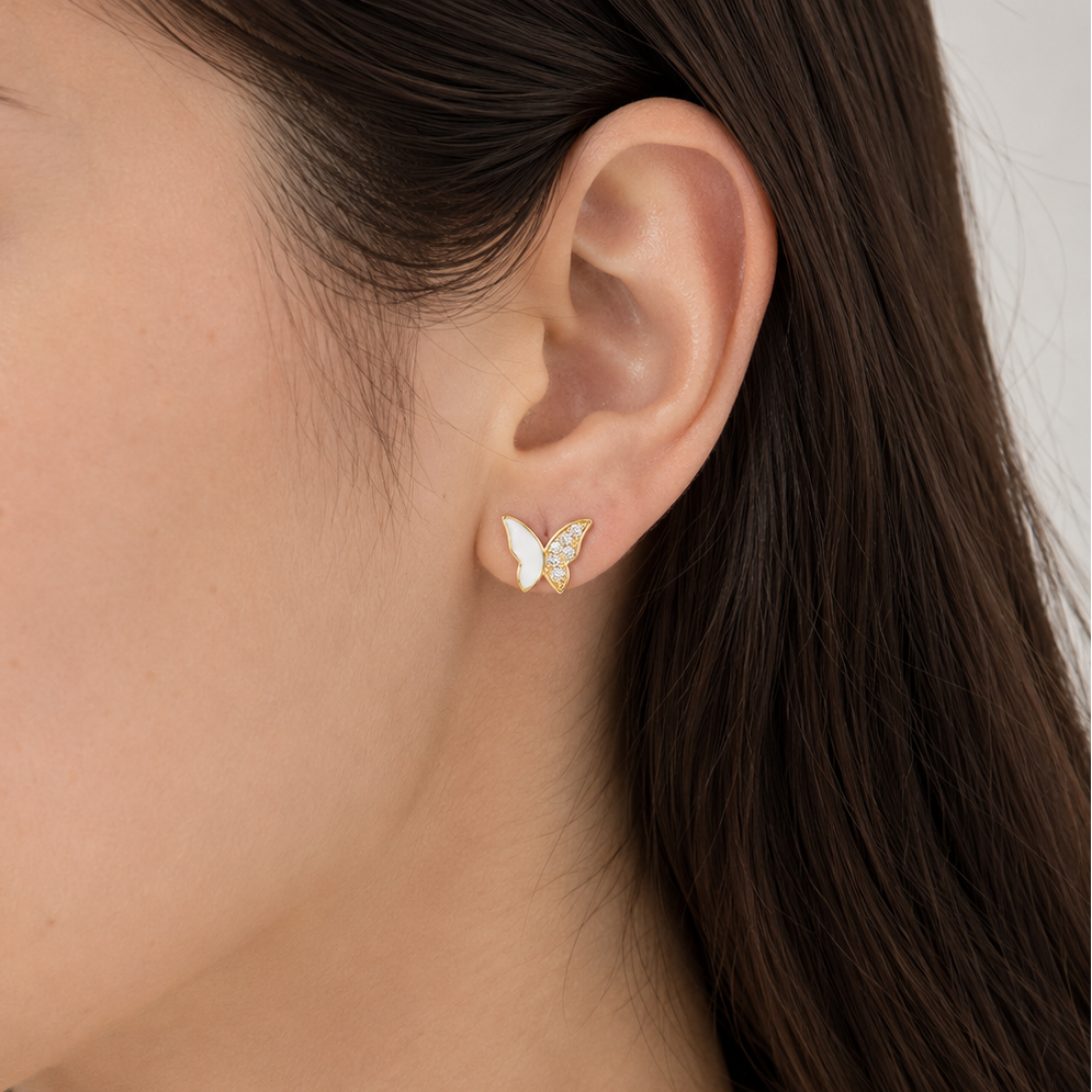 ARETES MARIPOSA NÁCAR