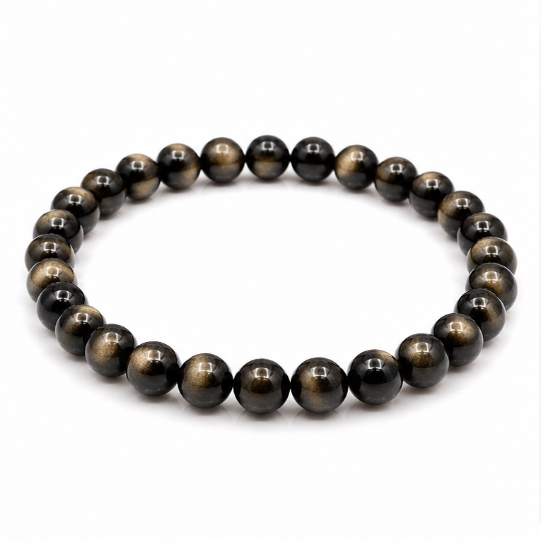 PULSERA PIEDRA OBSIDIANA DORADA