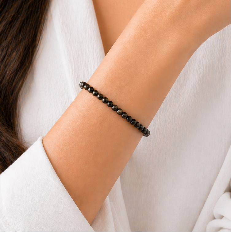 PULSERA PIEDRA OBSIDIANA DORADA