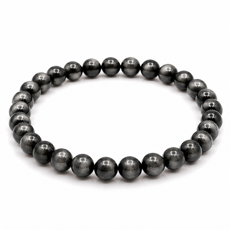 PULSERA PIEDRA OBSIDIANA PLATA