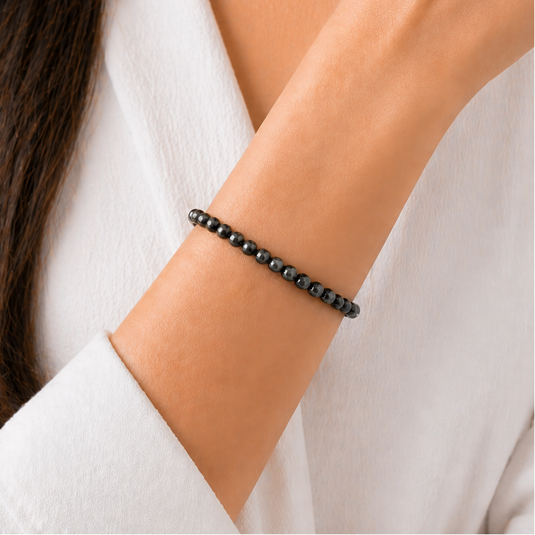 PULSERA PIEDRA OBSIDIANA PLATA