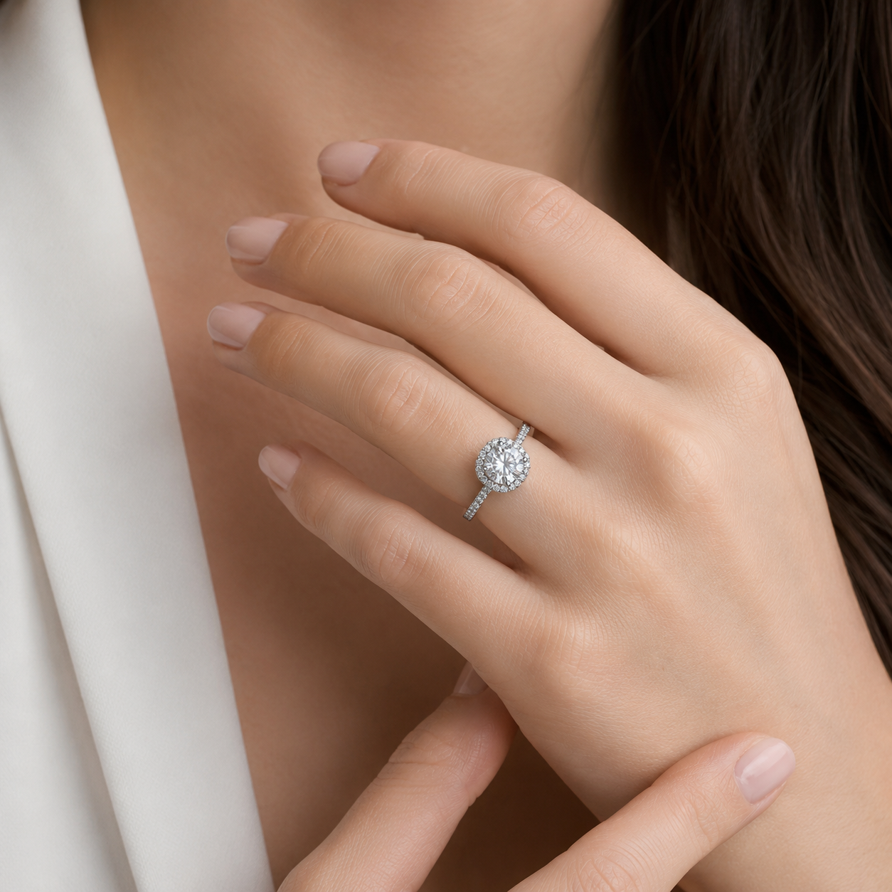ANILLO HALO BRILLANTE MOISSANITA