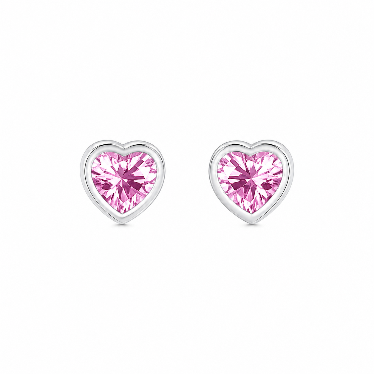 ARETES CORAZÓN ROSA