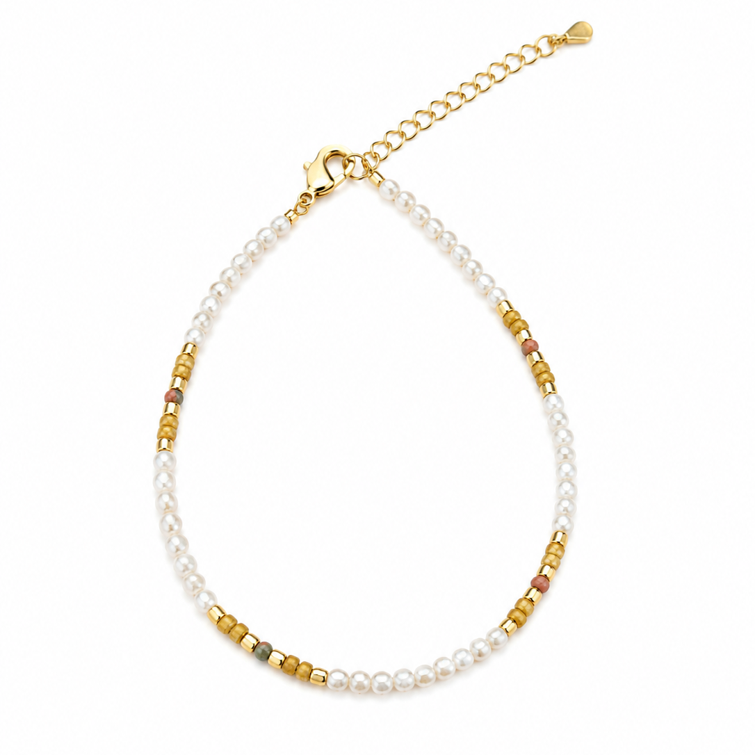 PULSERA PERLA AURA DORADO