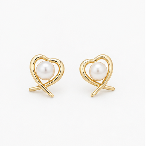 ARETES CORAZÓN PERLA
