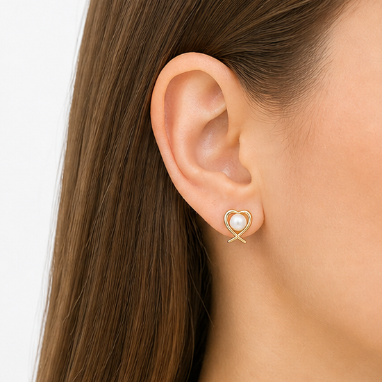 ARETES CORAZÓN PERLA