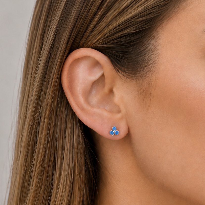 ARETES TRÉBOL AZUL