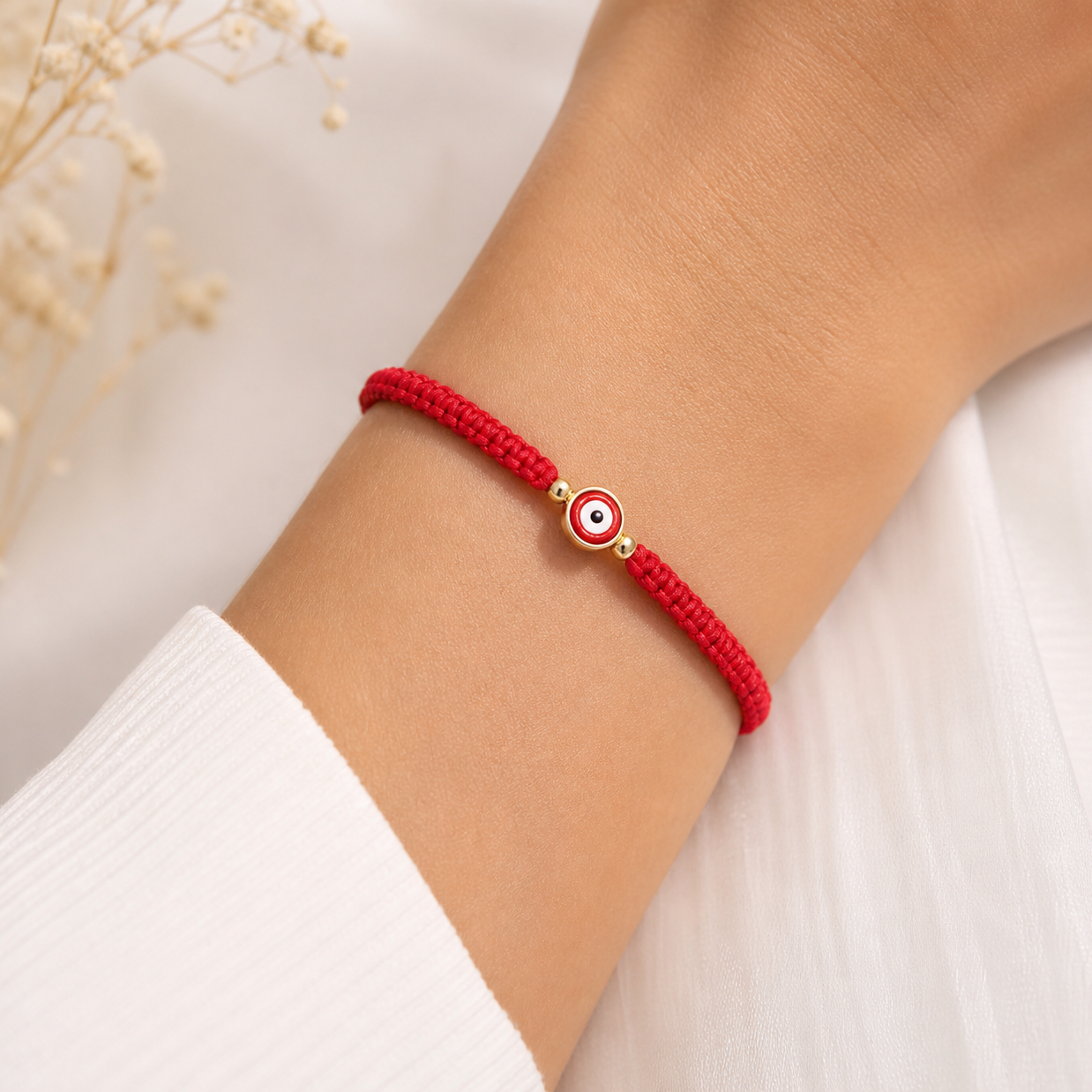 PULSERA OJO TURCO ROJO TEJIDA