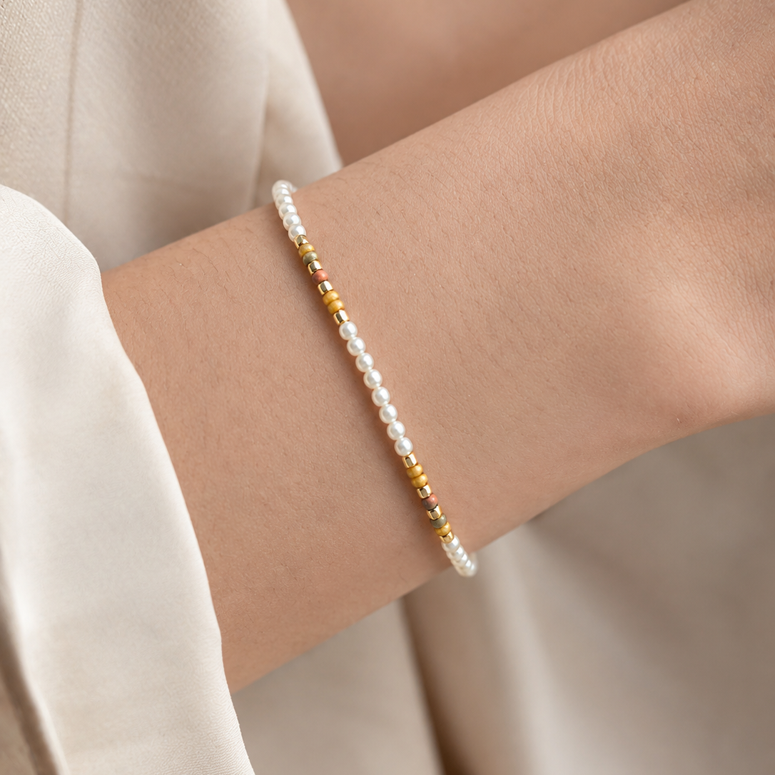 PULSERA PERLA AURA DORADO