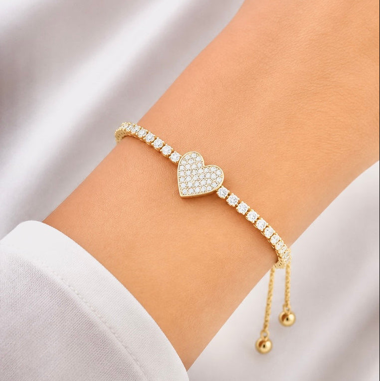 PULSERA CORAZÓN DE BRILLO