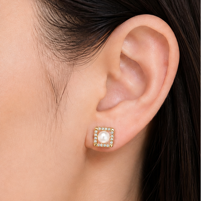 ARETES PERLA DORÉ