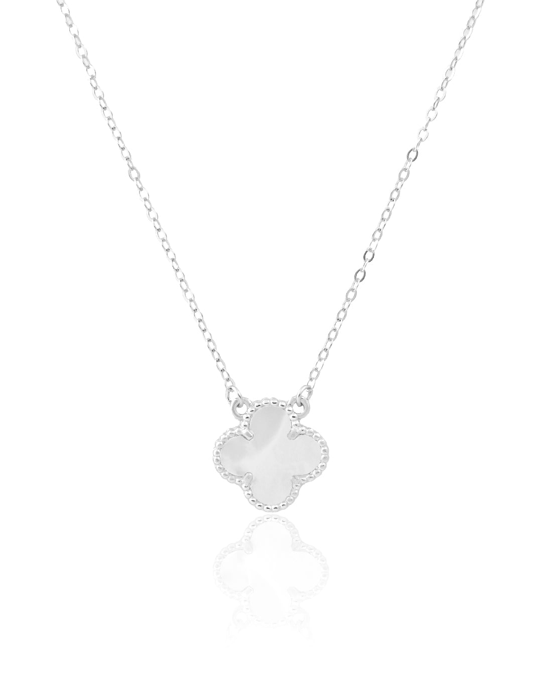 COLLAR TRÉBOL NÁCAR PLATA