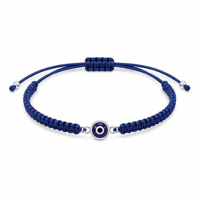 PULSERA OJO TURCO AZUL PLATA