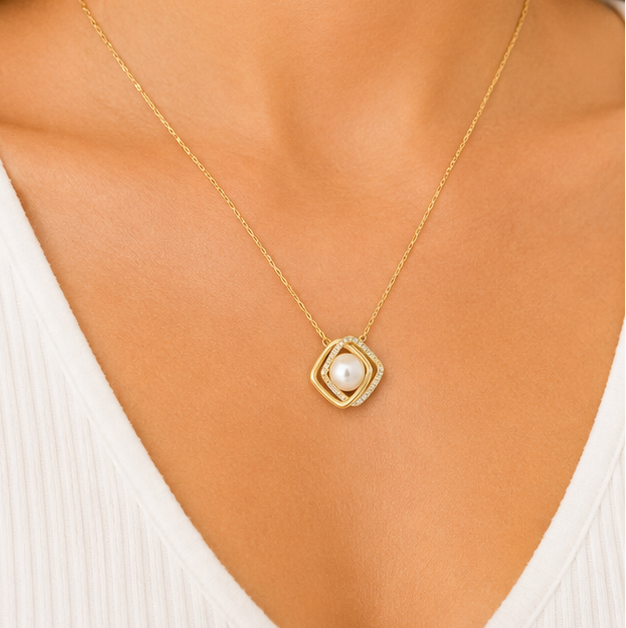 COLLAR CRUZADO PERLA