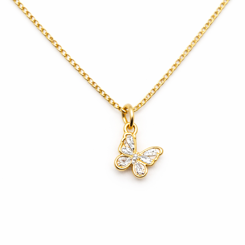COLLAR MARIPOSA BRILLO DORADO