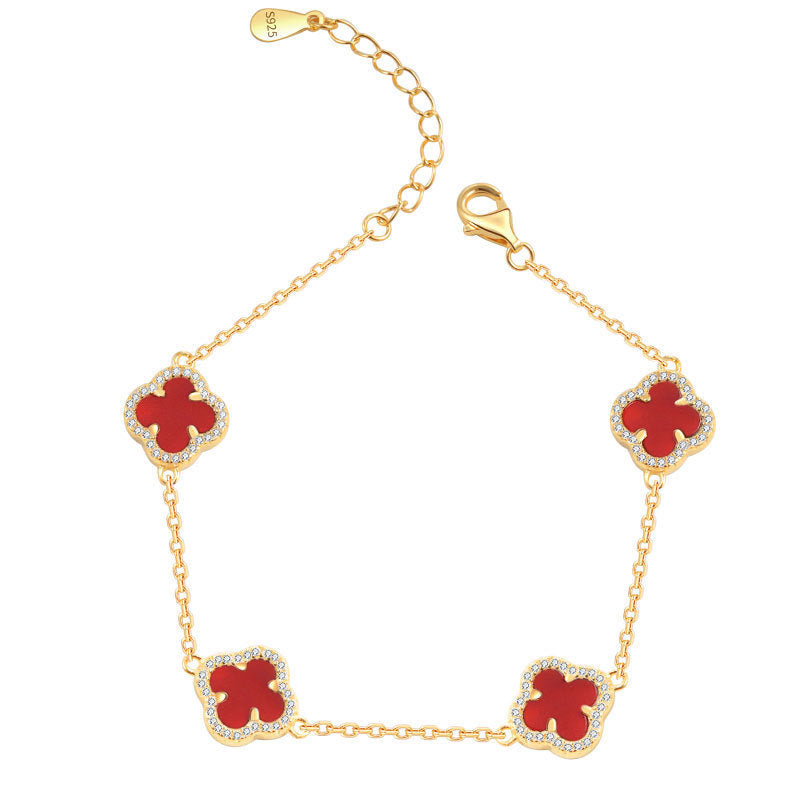 PULSERA TRÉBOL ROJO